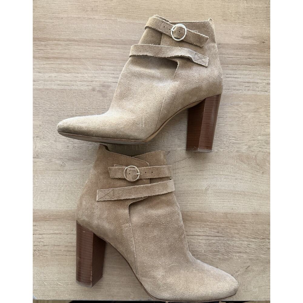 SEZANE High Jonas Tan Beige Suede Ankle Heeled Boots Size 39 EU 8 US Portugal